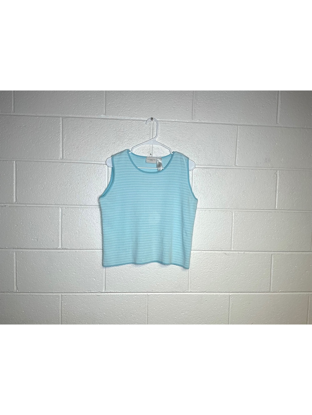 Vintage Liz Claiborne Blue Striped Knit Tank Top Size Large